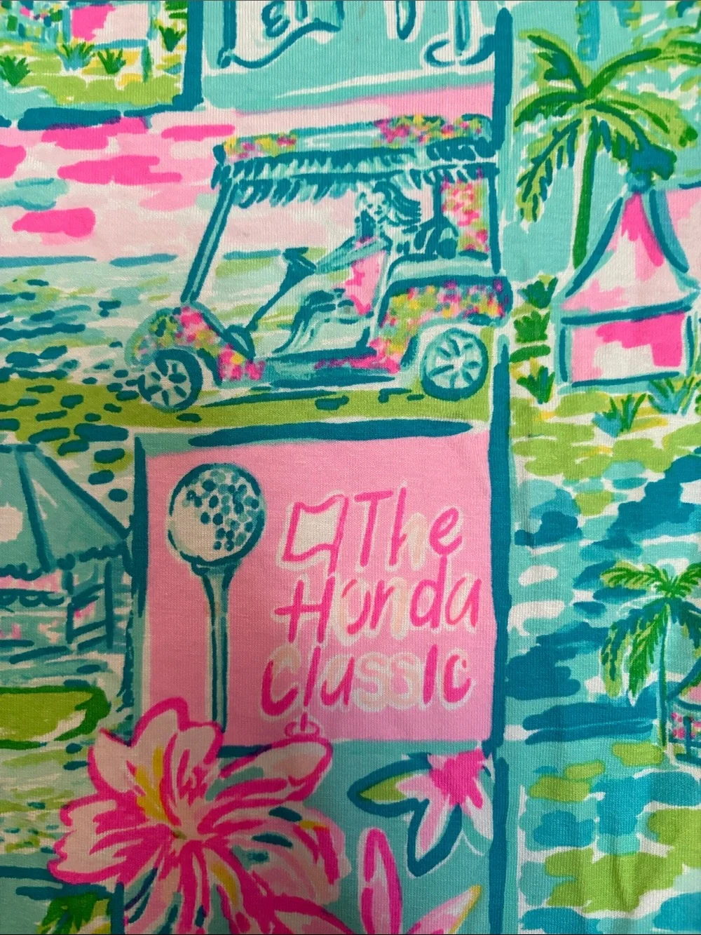 Lily Pulitzer girls 8-10 Golf Print Shift Dress in Aqua, Pink & Green